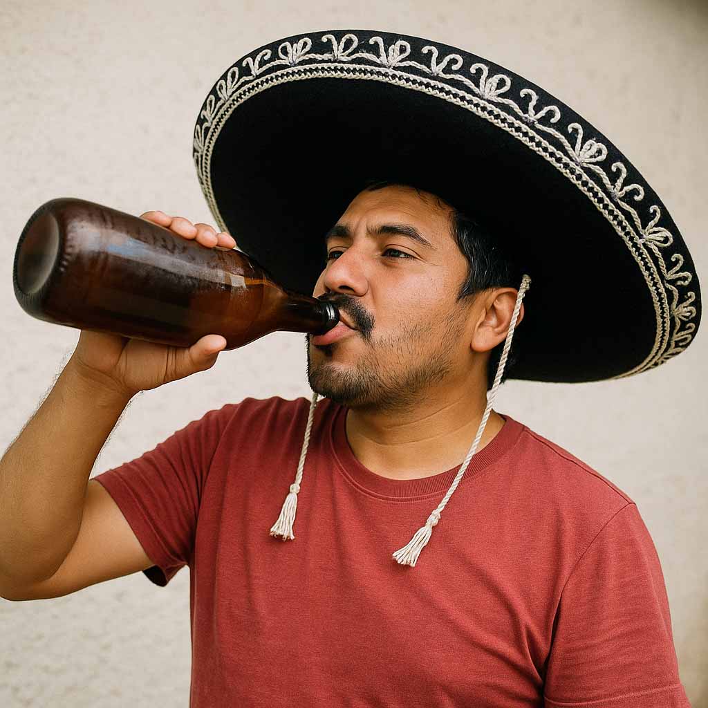 Humano mexicano con cerveza